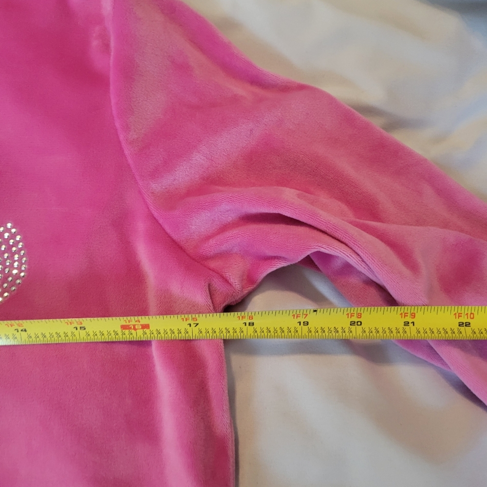 Juicy Couture Pink Velour Rhinestone Long Sleeve Top 90s Y2K Size Large - Picture 6 of 9